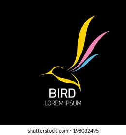 Color Bird abstract flying icon design template. Success in your business. freedom and creative mind sign