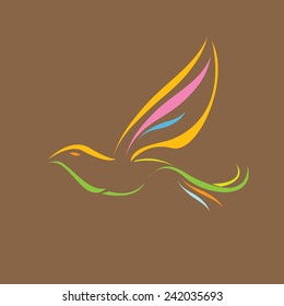 Color Bird abstract flying icon design template