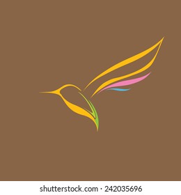 Color Bird abstract flying icon design template