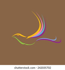 Color Bird abstract flying icon design template