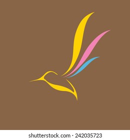 Color Bird abstract flying icon design template