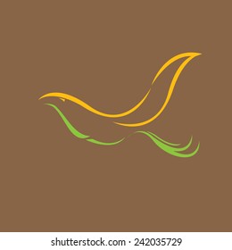 Color Bird abstract flying icon design template