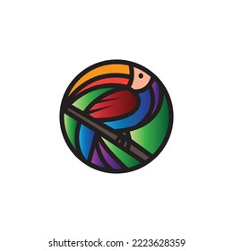color bird circle design illustration vector