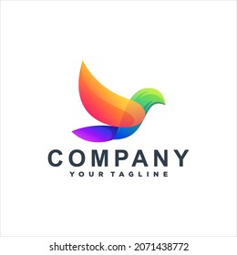 diseño de logotipo de gradiente de pájaro de color