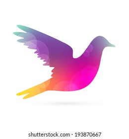 Color bird silhouette, abstract vector illustration