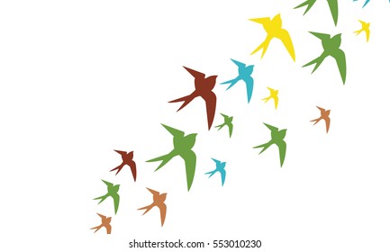 Color birds flying in a way