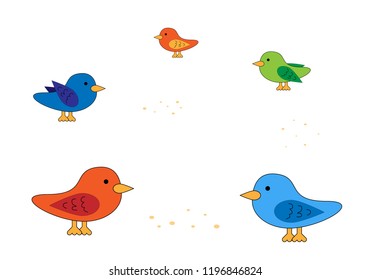 Color birds on white background vector illustration