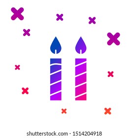 Color Birthday cake candles icon isolated on white background. Gradient random dynamic shapes. Vector Illustration