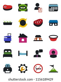 Color and black flat icon set - no smoking vector, house, seedling, patient, term, speaker, root setup, update, printer, copier, bedroom, cafe building, steak, bowl, eye scan, motivation