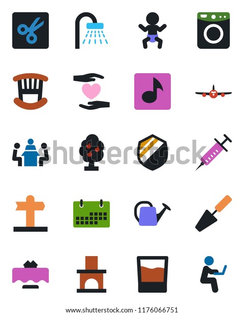 Color Black Flat Icon Set Baby Stock Image Download Now