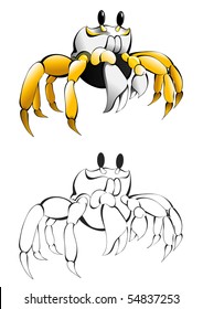 Color and black and white crab