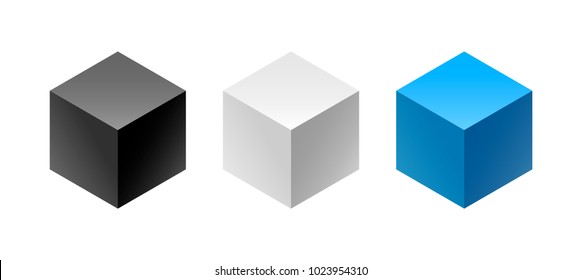 Color And Black And White Isometric Hexagonal 3d Boxes And Cube With Gradients For The Game, Icon, Package Design Or Company Logo