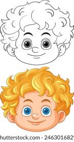 Color and black-and-white versions of a boy's face