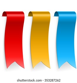 Color blank ribbon labels isolated on white background.