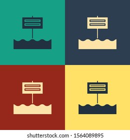 Color Blank wooden sign board icon isolated on color background. Vintage style drawing. Vector Illustration