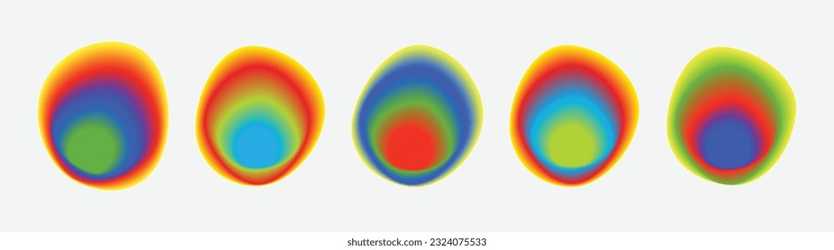 Color blend circle backgrounds, holographic iridescent round circles with liquid vibrant gradient blur.
