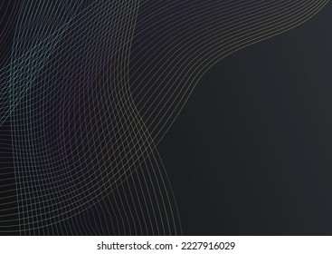 Color Blend Movement Vector Black Background. Bright Flow Music Brochure. Shape Graphic Banner. Digital Waveform Energy Illustration.