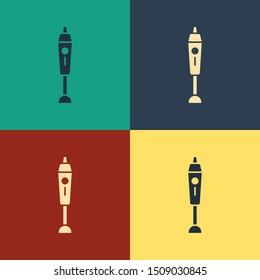 Color Blender icon isolated on color background. Kitchen electric stationary blender with bowl. Cooking smoothies, cocktail or juice. Vintage style drawing. Vector Illustration