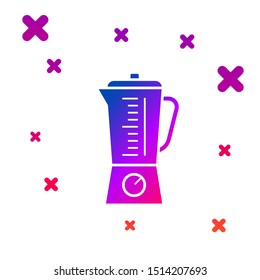 Color Blender icon isolated on white background. Kitchen electric stationary blender with bowl. Cooking smoothies, cocktail or juice. Gradient random dynamic shapes. Vector Illustration