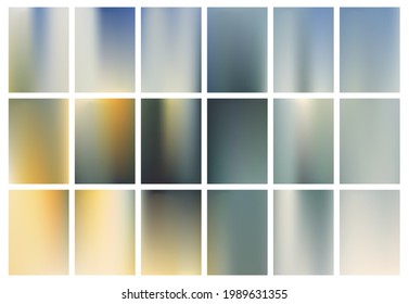 Color blending fluid gradient backgrounds vector collection for banners, posters, flyers. Liquid fluid gradients of different colors. Smooth abstract design.