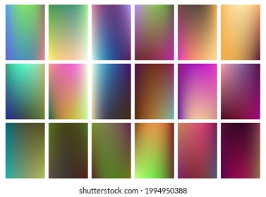 Color blending fluid gradient backgrounds vector collection for banners, posters, flyers. Liquid fluid gradients of different colors. Smooth abstract design.