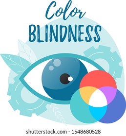 Color blindness vector flat concept. Daltonism. Optometry, ophthalmology vector flat illustration.