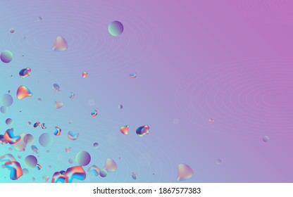 Color Blob Digital Vector Blue Background. Retro Bubble Poster. Hologram Plastic Elements Design. Holographic Abstract Template.