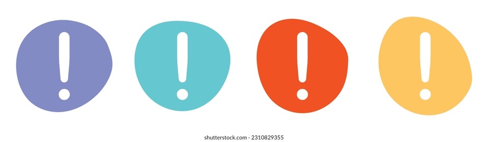 Color blob with exclamation mark symbol set vector illustration