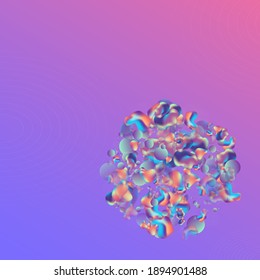 Fondo azul del vector gráfico de blobs de color. Patrón de fluido creativo. Placard Líquido Retro Holográfico. Volante Plástico Ligero.