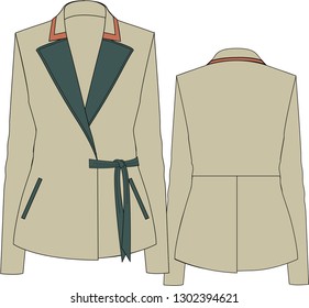 color block belted jacket