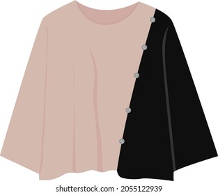 Color Block Brown Loose Tee Shirt vector mockup design.