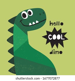 color block cute dinosaur drawing as vector for tee print