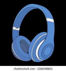 Color Block Headphones Vector Illustration, Music Concept, Line art vector, Portable earphones, Headphones Vector
