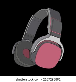 Color Block Headphones Vector Illustration, Music Concept, Line art vector, Portable earphones, Headphones Vector
