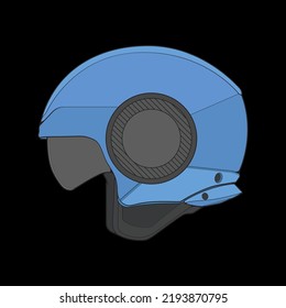 Medio rostro del casco de bloque de color Ilustración vectorial, Concepto de casco, vector de arte de línea, vector de auriculares
