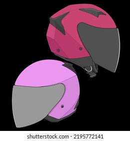 Color Block helmet half face Vector Illustration, Helmet Concept, Line art vector, Vector art
