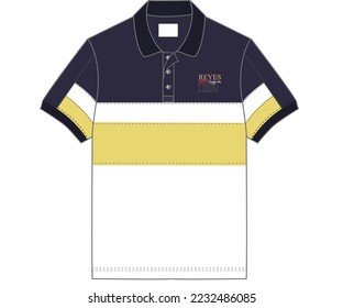 Color block polo shirt design. Polo flat vector design.