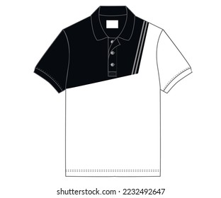 Color block polo shirt design. Polo flat vector design. Black and white clothing design.