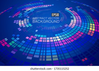 Color block rotating platform, network science and technology future abstract background.