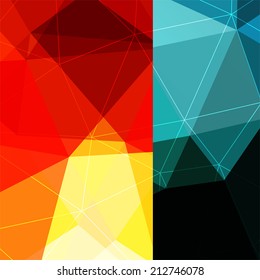 Color block vector triangle geometric background, colorful backdrop for techno design style presentation