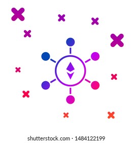 Color Blockchain technology Ethereum ETH icon isolated on white background. Abstract geometric block chain network technology business. Gradient random dynamic shapes. Vector Illustration Color Blockchain technology Ethereum ETH icon isolated on white background. Abstract geometric block chain network technology business. Gradient random dynamic shapes. Vector Illustration