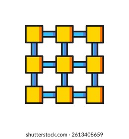Color Blockchain technology icon isolated on white background. Cryptocurrency data. Abstract geometric block chain network technology business. Flat filled outline style with shadow. Vector