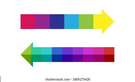 Flecha de color bloqueada, vector de línea de tiempo