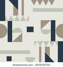 Color blocks seamless patterns with variated shapes blue beige and pale green color pattern vector.