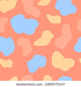Color blots, seamless orange pattern. Vector abstract background with random hand drawn spots.	