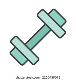 Color blue dumbbell icon. Equipment for strength training and muscle strengthening. Active lifestyle and sports, fitness. Workout at home, outdoor and in gym. Cartoon flat vector illustration