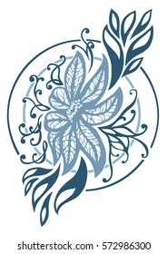 Color blue floral pattern with the location on the diagonal. Leaf elements modern style. Isolate pattern on a white background.