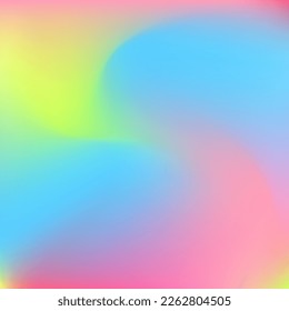 Malla de gradiente líquido líquido líquido de color azul. La onda de la curva arcoiris desdibuja el fondo neón. Fondo de degradado púrpura multicolor amarillo dinámico Pastel. Feliz Diseño De Agua Verde Rosa.