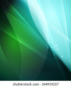 Color blue, green and light, waves and lines. Abstract background