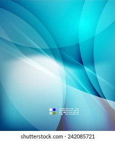 Cor azul e luz, ondas e linhas. Fundo abstrato